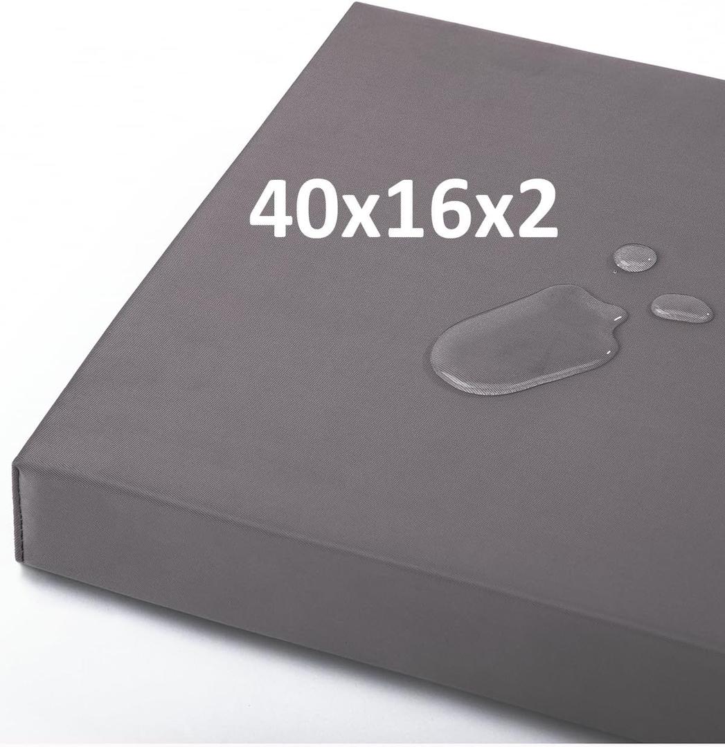 Navenwelle 40x16x2 Outdoor Bench Cushion, Strengthen Waterproof Seat Cushions, High-Density Bench Pad with Anti-Slip Bottom, Outdoor Cushion for Patio Garden Swing Furniture - Grey