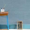 JiffDiff Grasscloth Wallpaper Peel and Stick Blue Grassweave Stick on Wallpaper Textured Self Adhesive Contact Paper 17.3"x118"