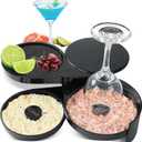 NATGAI 3-Tier Bar Glass Rimmer Bartender Tool | Bar Juice Cocktail Seasoning Box with 3 Swing-Out Trays, Sponge Included, Plastic Margarita Cocktail Bartender Tool, for Party, Bar, and Reception