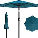 AreShark 9 FT Patio Umbrella for Outdoor, Outdoor Table Umbrella with Push Button Tilt and Crank, Outdoor Patio Umbrellas with 8 Sturdy Ribs for Market, Garden, Pool (Lake Blue)