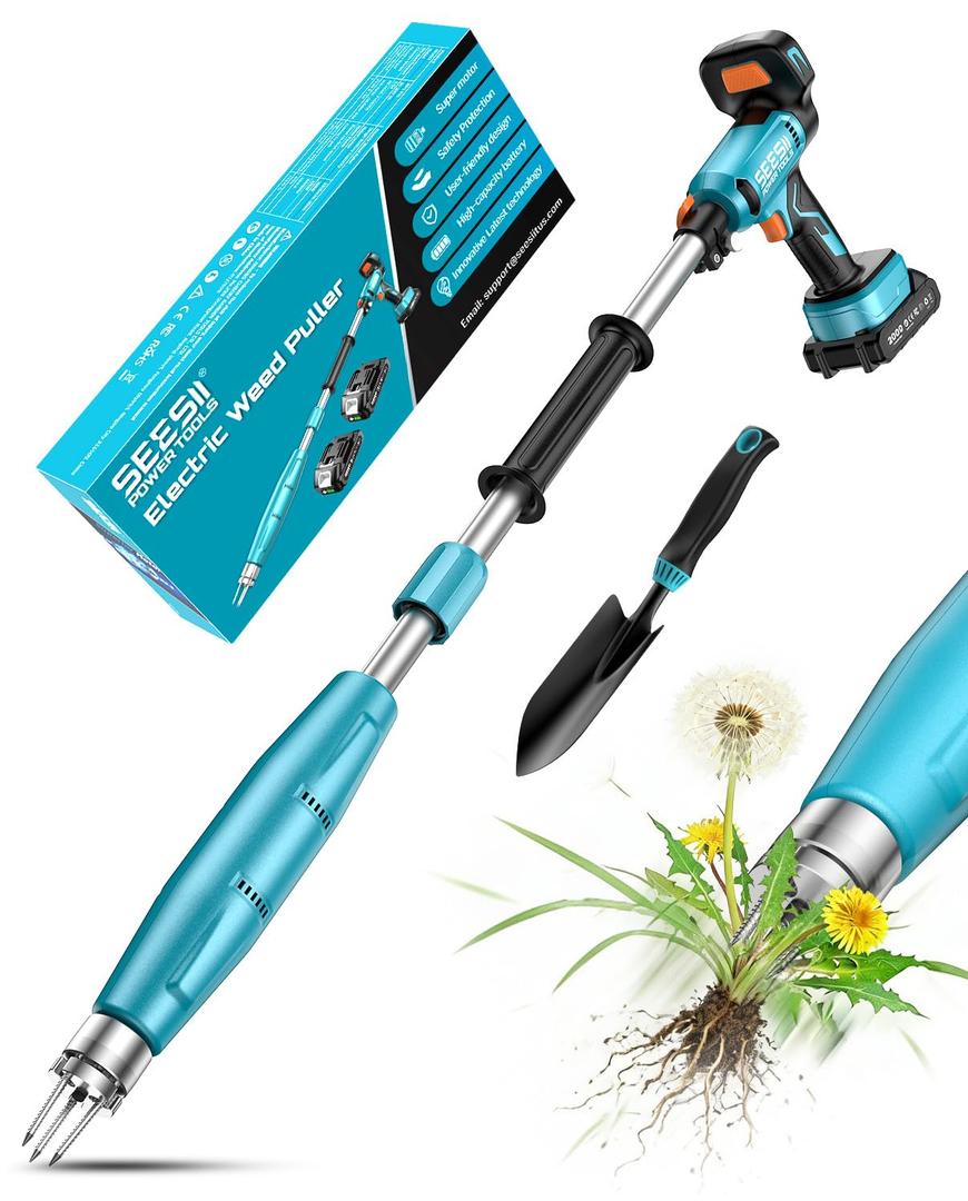 SEESII Upgraded Stand-Up Weed Puller Tool, 47" Adjustable Handle for Yard