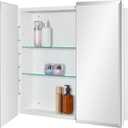 IDYLLOR Bathroom Medicine Cabinet with Beveled Edge Mirrored Door 30 x 26 inch, Recessed or Surface Mount, with Adjustable Glass Shelves