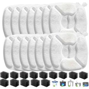 24 Pcs Cat Water Fountain Replacement Filters-12 Pack Cat Fountain Filters with 12 Pack Sponges, Enhanced Compatibility Pet Fountain Filter Fit for 95oz/2.8L 135oz/4L 67oz/2L Pet Drinking Fountain