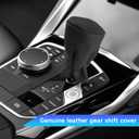 Car Gear Shift Knob Cover, Breathable Anti-Slip Genuine Leather Manual Gear Shifter Stick Protector, Soft Automotive Stick Shifting Handle Cover, Universal for Truck SUV Sedan (Black)