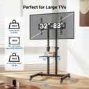 PERLESMITH Rolling TV Stand on Wheels for 32-83 Inch Screens up to 110lbs, Mobile TV Cart Height Adjustable Portable Outdoor TV Stand Tilt Rolling TV Cart with Shelf Max VESA 600x400mm PSTVMC03