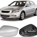 Yumzeco Compatible with Honda Accord Side Mirror Cover Trim 8th Gen 2008 2009 2010 2011 2012, Silver Door Rearview Mirror Cap Replacement for Honda Accord W/O Light Hole - Left Driver Side