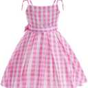 Girls Pink Cosplay Costume Dress Halloween Birthday Party Costumes With Accessories 3-12 Years (Pink)