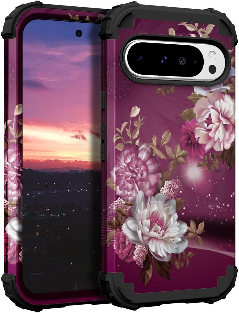 Hocase for Google Pixel 9 Pro XL Case, Shockproof Heavy Duty Protection Hard Plastic+Silicone Rubber Bumper Hybrid Protective Case for Google Pixel 9 Pro XL 6.8" 2024 - Royal Purple Flowers Hocase for Google Pixel 9 Pro XL Case, Shockproof Heavy Duty Protection Hard Plastic+Silicone Rubber Bumper Hybrid Protective Case for Google Pixel 9 Pro XL 6.8" 2024 - Royal Purple Flowers