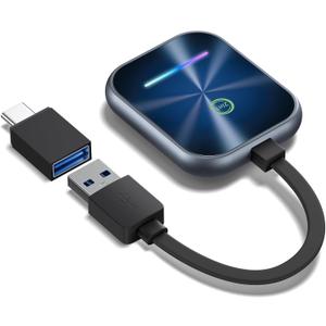 Wireless CarPlay Adapter for iPhone, 2 in 1 CarPlay and Android Auto Converts Factory Wired to Wireless, Plug and Play Car Play Adapter with Stable Control and No Delay