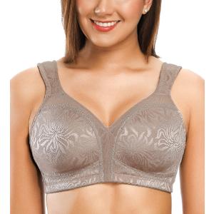 ZeroBound Women's Minimizer Bras Comfort Cushion Strap Wirefree Full Coverage Large Bust Non-Padded Bra (Beige)