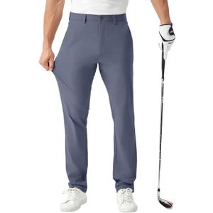 FAIABLE Men's Golf Pants 30"/32" Quick Dry Lightweight Classic Fit Casual Suit Stretch Dress Pants with 6 Pockets for Work (40W x 30L, Grey Blue)