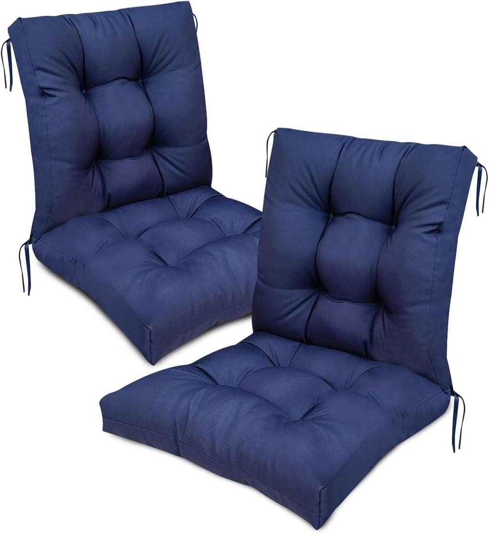 Eoieov High Back Outdoor Chair Cushion Waterproof Replacement Seat Pad for Patio Furniture Garden Thicken Outdoor Patio Chair Cushion Navy Blue,41.7"*20.8"*3.9" (1 pc)