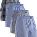 DANISH ENDURANCE Men's 100% Cotton Woven Boxers (4 &Pack) Loose Fit, Breathable & Lightweight Comfort (Blue, XL)
