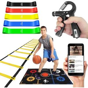 HouzeFun Basketball Training Equipment, Agility Footwork Training Mat, Dribble Trainer, Basketball Practice Aids to Improve Speed, Strength and Coordination