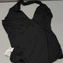 SweatyRocks Women's Y2k Sexy Deep V Neck Halter Bodysuits Backless Low Cut Plunge Bodysuit Going Out (Plain Black, S)