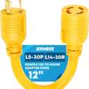 Kohree NEMA L5-30P to L14-30R Adapter Cord, 3 Prong to 4 Prong Generator Adapter, STW 10 AWG 12", 30 Amp L5-30P Male Generator to L14-30R Transfer Switch Female Adapter