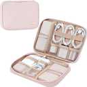 NISHEL Travel Cord Organizer Case, Tech Electronic Bag, Essentials for Charger, Cable, Phone, Hard Drive, USB, SD Card, Pink (Single Layer)