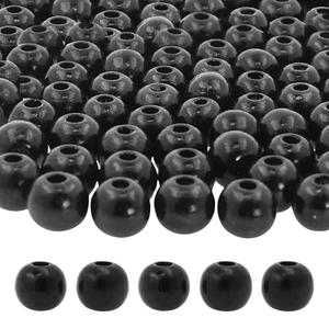 Mandala Crafts 500 14mm Round Large Wooden Beads for Crafts Macrame Supplies - DIY Black Natural Wood Beads Bulk with Holes for Jewelry Making Garland