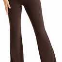 Maxbee Flare Yoga Pants with Pockets for Women, V Crossover Flare Leggings Tummy Control, High Waist Bootcut Yoga Leggings (Brown, S)