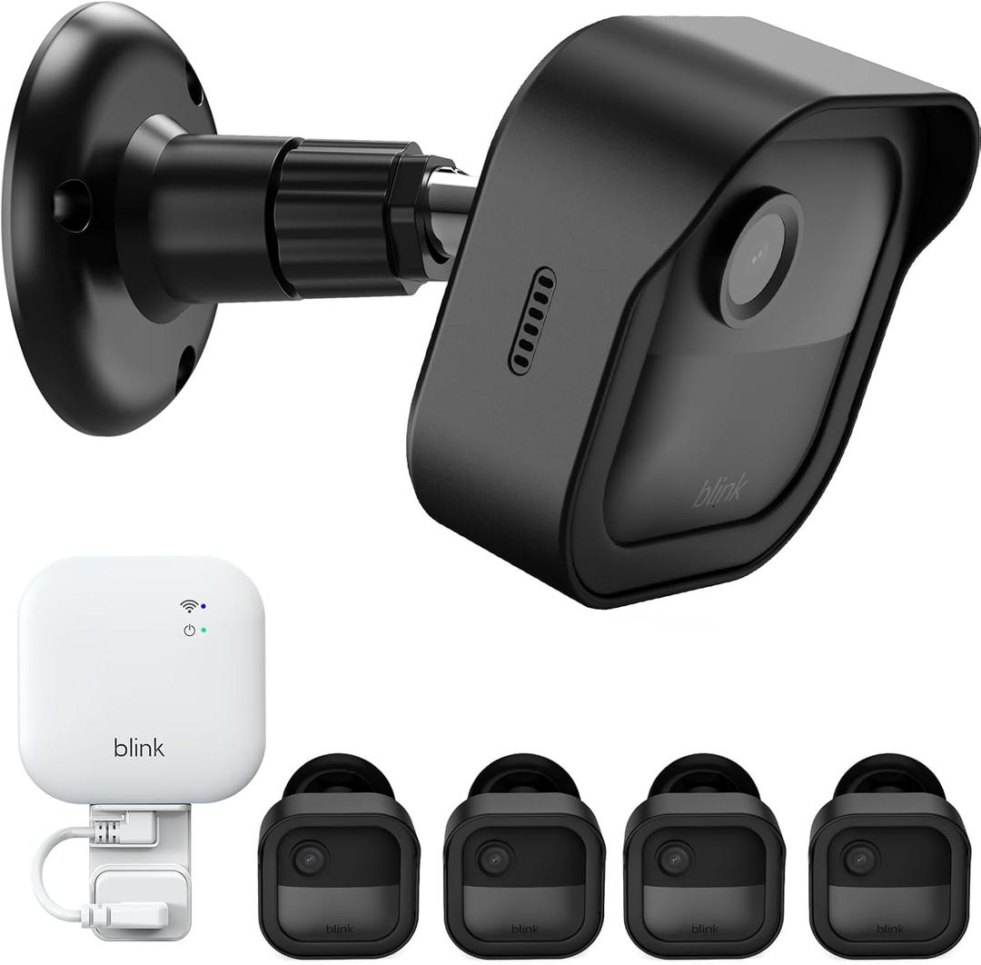 Wall Mount for Blink Outdoor 4 (4th Gen) and Outdoor (3rd Gen), 4 Pack Weatherproof Protective Housing and 360 Degree Adjustable Mounting with Blink Sync Module Mount (Camera Not Included, Black)