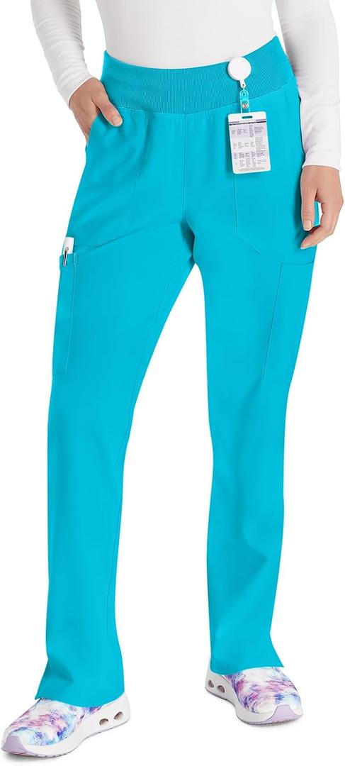 EDS Essentials Scrubs for Women, Yoga-Inspired Pull-On Pant with Four-Way Stretch and Moisture Wicking DK005 L