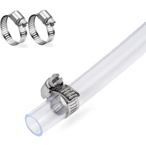 DAVCO 1" ID - 10 ft Clear Vinyl Tubing with 2 Stainless Clamps, Low Pressure Flexible PVC Tube, Heavy Duty UV Chemical Resistant Lightweight Plastic Vinyl Hose, BPA Free and Non Toxic