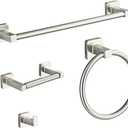 Brushed Nickel Bathroom Hardware Set 4 Pieces, Towel Bar Set Stainless Steel Wall Mounted, Includes 16In Hand Towel Bar, Towel Ring, Robe Towel Hooks, Toilet Paper Holder, Bathroom Towel Rack Set