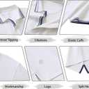 Men's Pique Polo Shirts Long Sleeve Cotton Blend Tipped Casual Collared Polo Shirts Business Classic Fit (Beige, L)