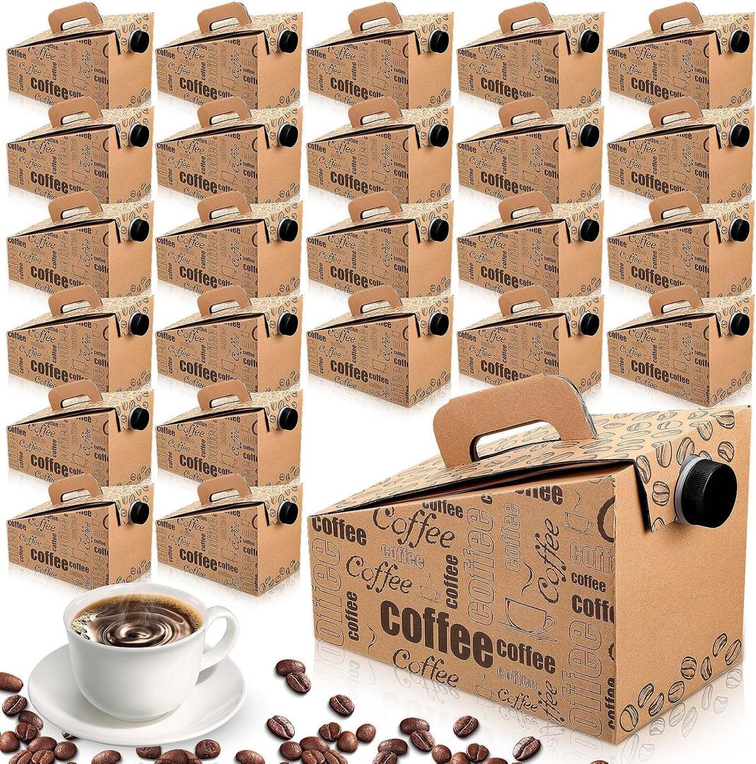 20 Pack Disposable Coffee Box Dispensers 96 oz Insulated Portable Coffee Carrier Containers with Handle for Parties Catering Liquid Carrier