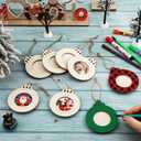 20 Pieces Christmas Wooden Photo Frame Ornaments Crafts Wood Picture Frame Ornaments Pack to Paint DIY Christmas Decor for Crafts Holiday Presents Home Tree Decoration(Ball Style)