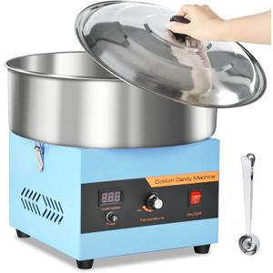 Cotton Candy Machine Commercial, 1000W Professional Cotton Candy Machine, Cotton Candy Maker with Stainless Steel Bowl, Bowl Cover and Sugar Scoop for Kids Birthday, Family Party, Festival (Blue)