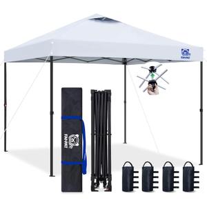 FANPAT 10x10 Pop Up Canopy Tent,300D Silver-Coating Top,1-Person Setup Commercial Heavy Duty Canopy Tent Instant Portable Shelter and Carry Bag, with 8 Stakes and 4 Weights (White)