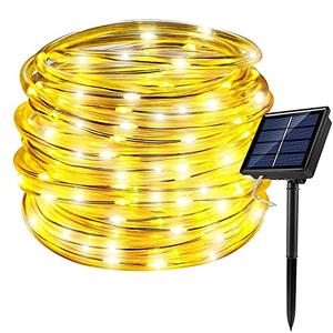 RUICHEN Solar Rope Lights Outdoor String Lights, 16.5 Ft 50 LED Tube Light Waterproof Copper Wire Fairy Lights for Garden Fence Yard Christmas Wedding Party (Warm White)
