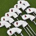 BIG TEETH White 10Pcs Golf Iron Covers Set, Golf Club Iron Head Covers Fit Right and Left Handed Golfer