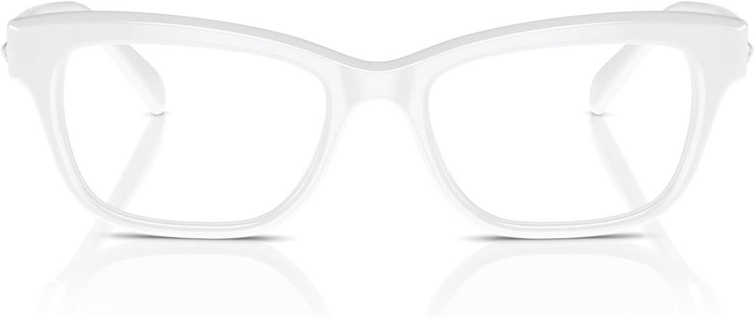 Swarovski Women's Sk2022f Low Bridge Fit Square Prescription Eyewear Frames (Opal White/Demo Lens)
