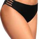 Zmart Women Strappy Bikini Bottoms Full Coverage Bathing Suit Swim Low Rise Cutout Swimsuit Bottom (Small, Black)