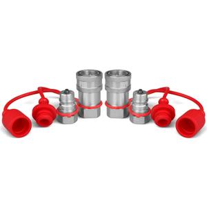 3/8" Ag ISO 5675 Hydraulic Quick Connect Couplers with Dust Caps,Pioneer Style Hydraulic Coupler,3/8" NPT Thread + 3/8" ISO 5675 Body