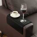 GEHE Sofa Arm Tray Table - Flexible/Foldable Couch Arm Table Perfect for Drink & Snacks (16.5" L x 13.25" W x 0.4" H, Black)