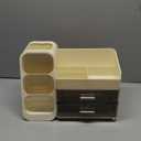 HBlife Makeup Organizer with Brush Holder for Vanity, Large Plastic Bathroom Countertop Organizer Skin Care Storage, Easy to Store Lipsticks, Nail Polishes, Perfumes, Eyeshadow Palettes, Beige