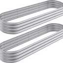 2 PCS 10x2x1/8x4x1/6x6x1ft Outdoor Galvanized Raised Garden Bed for Flowers, 9 in 1 Adjustable Raised Planter Box, Backyard Metal Raised Garden Bed for Plant