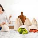 Pack of 6 Reusable Produce Bags, Mesh Produce Cotton Drawstring Washable Bags, Lightweight Muslin Fabric Produce Bag for Storing Fruits & Veggies: Set of 6 (2L, 2M, 2S)