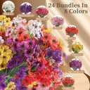 24 Bundles Artificial Flowers for Outdoors/Indoors, Fake Flowers Plants for Indoor Outside Garden Porch Window Box Home Wedding Farmhouse(8 Color)
