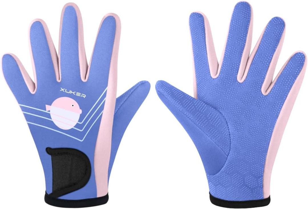 XUKER Neoprene Gloves for Kids, 2mm Wetsuit Dive Gloves Keep Warm for Diving Scuba Kayaking Snorkeling Swimming Water Sports (Purple, M)