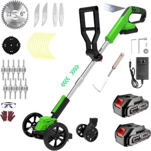 Electric Weed Wacker Eater Battery Powered Cordless String Trimmer, 21V Grass Trimmer Battery Operated Brush Cutter, 3 in 1 Lightweight Weed Trimmer/Lawn Edger/Trimmer Edger for Yard Garden