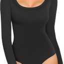NWT Mango Pop Women's Long Sleeve Snap Crotch Body Suit Solid Black L