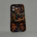 Espumoso Compatible with Cute iPhone 17 Pro Case 6.3'', Tortoise Shell Phone Case with Brown Amber Print Leopard Heart Holder Stand Kickstand Shockproof TPU Protective Cover for Women Girls