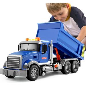 Dwi Dowellin Toddler Trucks Toys for Boys Age 3-5,Big Dump Truck with Lights and Sounds,Kids Boy Toys Christmas Birthday Gift Car, 14 X 5.1 X 5.3 Inches