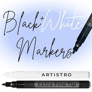 ARTISTRO 2 Black & White Acrylic Paint Markers - 0.7mm Extra Fine-Tip Paint Pens - Perfect for Crafting, Art Projects, & More