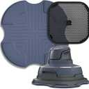 Palksky Air Fryer Heat Resistant Mat & Splatter Shield for Ninja Crispi Airfryers,Silicone Trivets & Splatter Guard for Ninja Crispi Accessories Portable Glass Cooking System Holder(Dark Gray&Black)