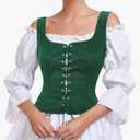 Century Star Corset Tops for Women Pirate Vest Renaissance Costume Medieval Viking Victorian Halloween Costumes Plus Size Large Jacquard Green Corset